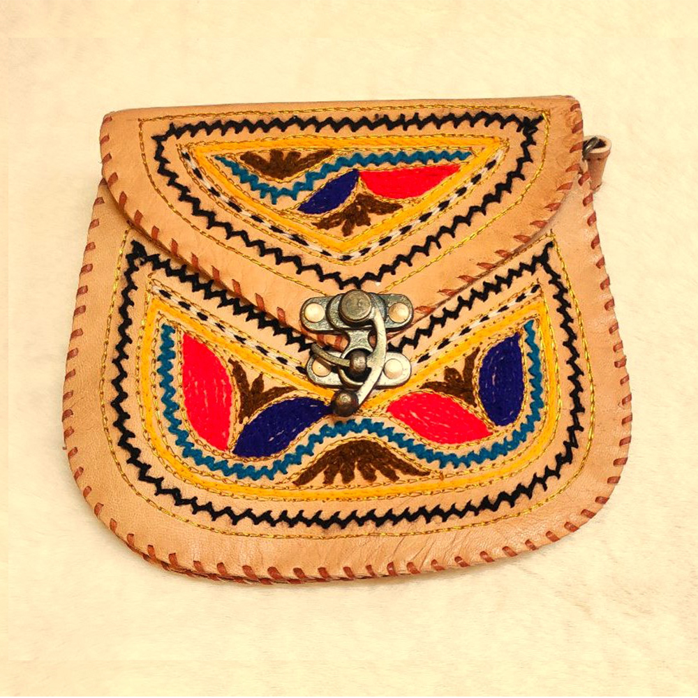 Large Vintage Native American Leather Cross Body Purse with Concho  Adornment and Fringe Saddlebag
